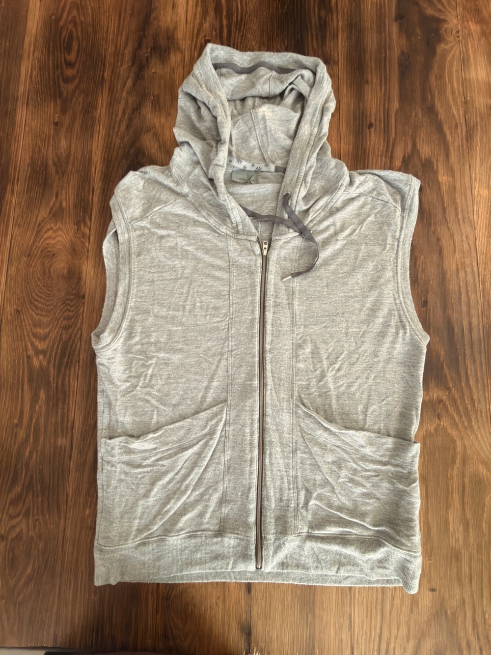 Light Gray Hooded Zip-Up Top